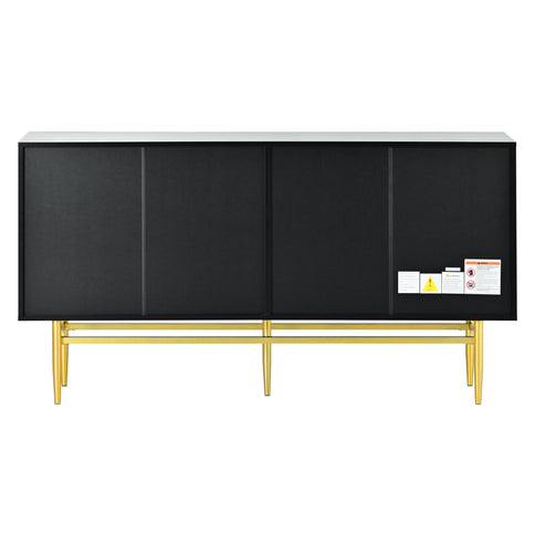 Modern Elegant 4 Door Sideboard Metal Handle Buffet Cabinet For Dining Room, Living Room, Bedroom, Hallway
