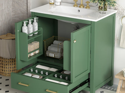 Bathroom Vanity With Single Sink, Combo Cabinet Undermount Sink, Bathroom Storage Cabinet With 2 Doors And A Drawer, Soft Closing, Multifunctional Storage, Solid Wood Frame