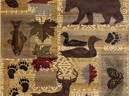 Nature's Nest - 5'3" X 7'3" Polypropylene, Lodge Area Rug - Multi / Beige