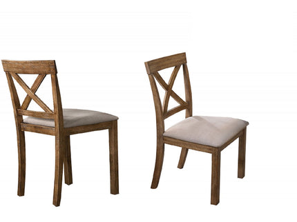 Dining Chair With Open X Back (Set of 2) - Brown / Beige