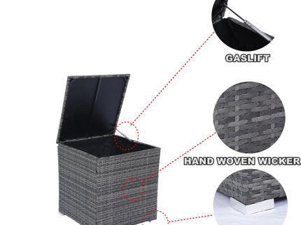 8 Piece Patio Sectional Wicker Rattan Outdoor Furniture Sof Set With One Storage Box Under Seat And Cushion Box - Gray / Black