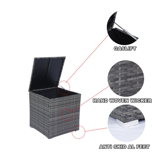 8 Piece Patio Sectional Wicker Rattan Outdoor Furniture Sof Set With One Storage Box Under Seat And Cushion Box - Gray / Black