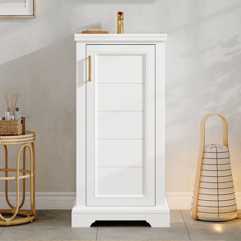 Bathroom Vanity With Sink, Soft Close Door, Adjustable Shelf, Freestanding Single Unit - White