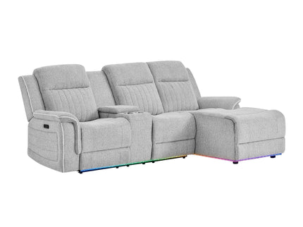 Ian - Power Reclining Chaise With LED Lighting, Pushback Design - Gray