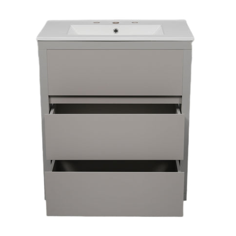 Double Sinks Bathroom Vanity Set With 2 Ceramic Basins