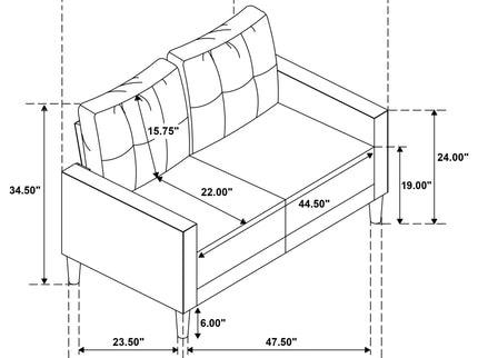 Heather - Track Arm Tufted Loveseat
