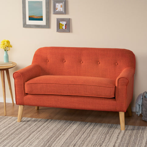 Classic Loveseat With Rolled Armrests And Button Tufting