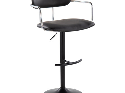Demi - Contemporary Adjustable Height Barstool With Swivel With Rounded T Footrest (Set of 2)