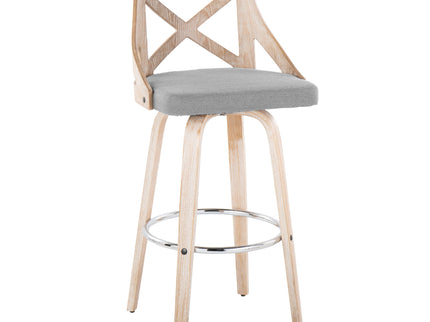 Charlotte - Farmhouse Fixed Height Bar Stool With Swivel And Round Footrest (Set of 2)