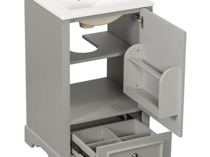 Bathroom Vanity With Sink, Soft Close Door, Adjustable U-Shaped Shelf