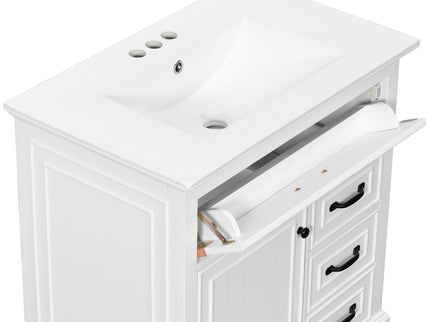 Bathroom Vanity With Sink Top, Flip Drawers, Adjustable Shelf