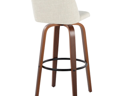 Toriano - Contemporary Fixed Height Barstool Swivel And Round Footrest (Set of 2)