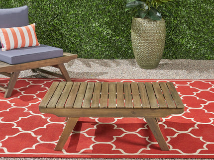 Outdoor Acacia Wood Coffee Table With Open Slat Design