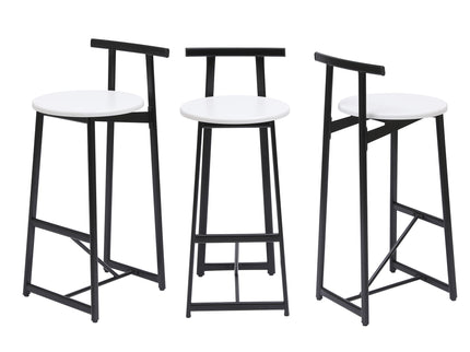 Modern Bar Stools With Backrest For Kitchen (Set of 3)