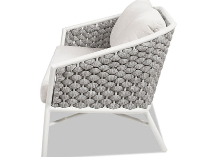 Rowan - Rope Barrel Back Patio Conversation Loveseat Sofa - Optic White
