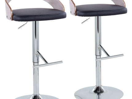 Grotto - Contemporary Adjustable Height Barstool With Swivel With Straight T Footrest (Set of 2)