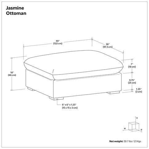Jasmine - Ottoman - Gray