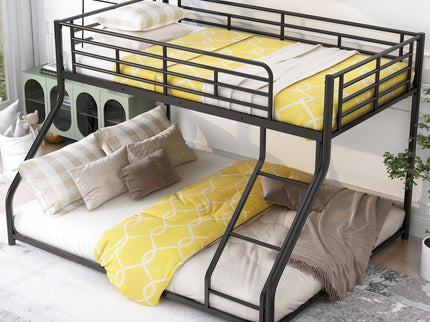 Metal Floor Bunk Bed With Sloped Ladder, Space Saving Design
