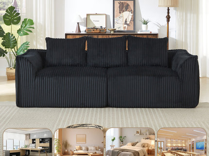 Minimalist 3 Seater Sofa With Curved Lines And Gently Sloped Backrest