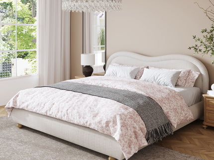 Upholstered Platform Bed Frame With Curved Headboard