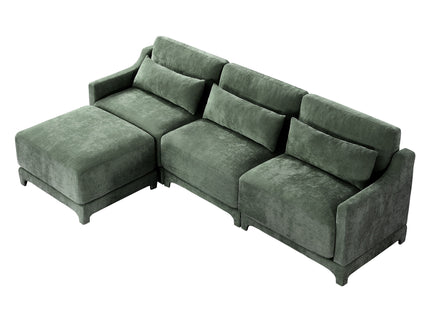 Stylish Sofa With Ottoman And Lumbar Pillows, Ergonomic Design