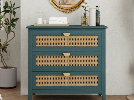 3 Drawer Cabinet, Natural Rattan, American Furniture