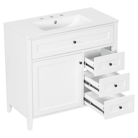 Bathroom Vanity With Sink, Cabinet With 3 Drawers And Adjustable Shelf