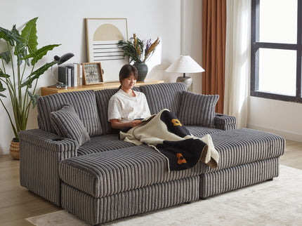 3 Seater Sofa With 2 Ottomans For Living Room