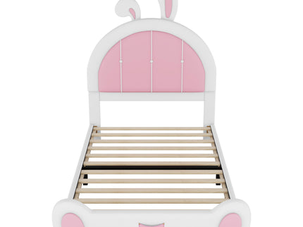Upholstered Platform Bed With Rabbit Shaped Headboard