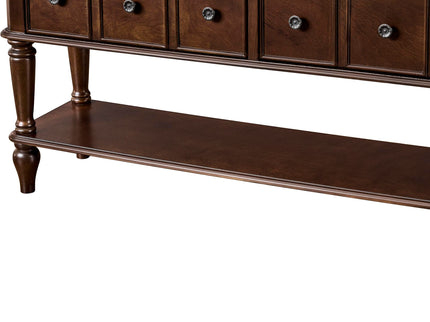 Console Table, Entryway Sofa Table With 4 Storage Drawers And Open Shelf - Espresso