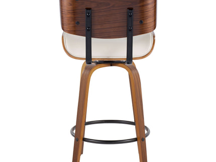 Lombardi - Mid-Century Modern Fixed Height Counter Stool With Swivel With Round Footrest (Set of 2)