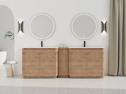 Soft Close Door Freestanding Bathroom Vanity With Sink, 1 Small Storage Cabinet