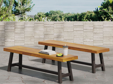 Tranquilizer - Outdoor Acacia Wood Bench With Slat Panel Design