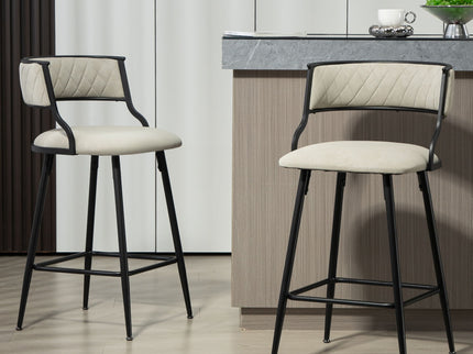 Counter Height Bar Stools With Powder Coating Base And Footrest (Set of 2) -