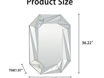 Diamond Shaped Wall Mirror With Beveled Edge Frameless Design - Silver