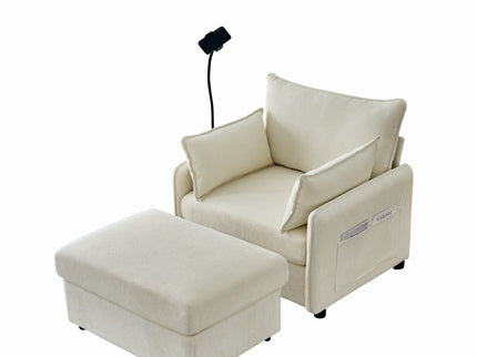 Comfy Oversized Chaise Lounge Chair With Ottoman And Storage