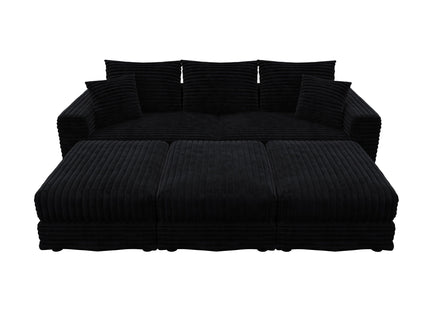 Deep Seat Convertible Sofa With Soft Pillows And Ottomans
