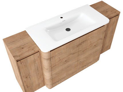 Freestanding Bathroom Vanity With Sink, 2 Small Storage Cabinets, Soft Close Doors