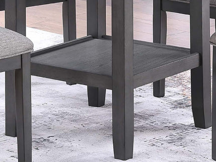 5 Piece Dining Set With Storage Shelves Round Table And Upholstered Side Chairs - Gray