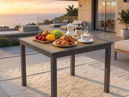 Outdoor Square Patio Slatted Dining Table - Gray