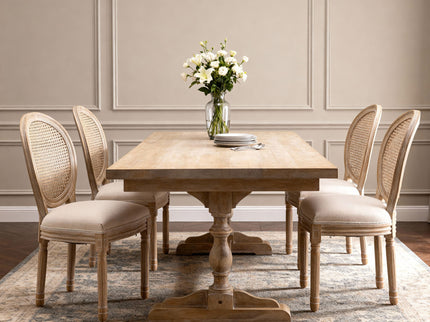 Dining Chairs, Upholstered With Round Back (Set of 2) - Beige