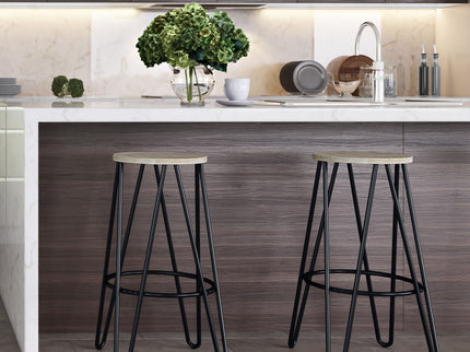 Simeon - Multifunctional Metal Stool With Wood Seat