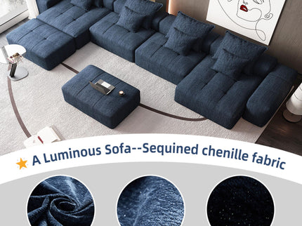 Modern Oversized Diy Combination Modular Sectional Sofa & Pillows