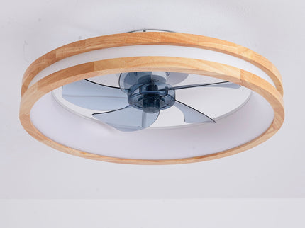 Ceiling Fans With LED Light Source And Remote Control, 3000 - 6500K Dimmable, 6 Speeds, Quiet DC Motor For Living Room - Natural Wood / White