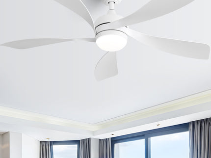 52" Ceiling Fan With 3 Color Dimmable LED Light, 5 Blades, Remote Control, Reversible DC Motor