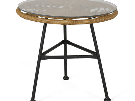 Petrichor - Outdoor Side Table With Tempered Glass And Steel Frame