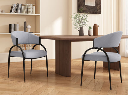Contemporary Upholstered Dining Chairs With Metal Legs (Set of 2)