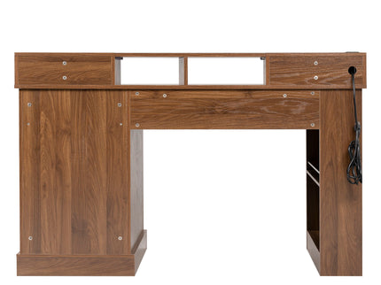 Office Desk With Storage Cabinet, Charging Station, Monitor Stand & Pegboard