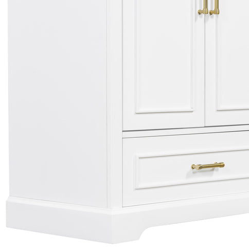 Bathroom Vanity With Sink, 1 Divided Drawer And 2 Soft Close Doors With Double Shelf