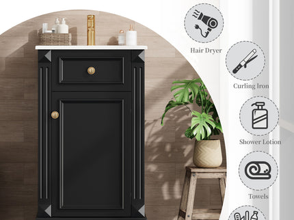 Bathroom Vanity With Sink, Soft-Closing Door, Adjustable Shelf